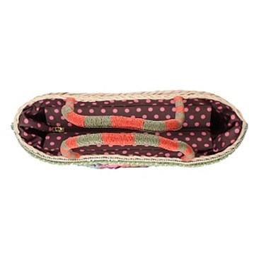 Posh Nicole Lee Flamingo Embroidered Woven Straw Tote Bag JPSTR12671