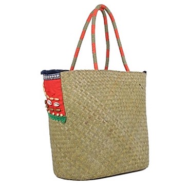 Stylish Nicole Lee Bohemian Woven Straw Tote Bag JPSTR12672