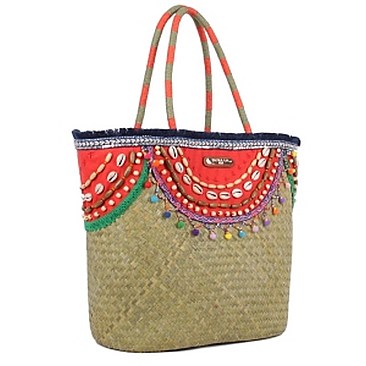 Stylish Nicole Lee Bohemian Woven Straw Tote Bag JPSTR12672