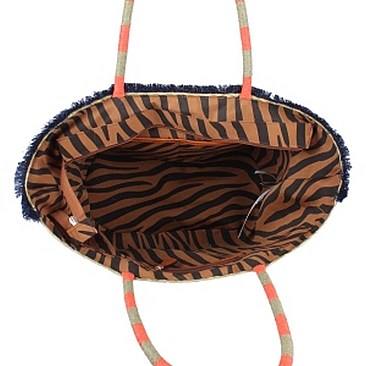 Stylish Nicole Lee Bohemian Woven Straw Tote Bag JPSTR12672