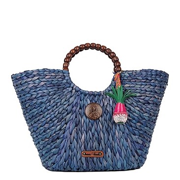 Posh Nicole Lee Top Handle Woven Straw Tote Bag JPSTR12673