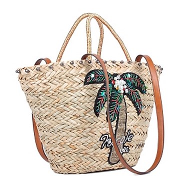 Cool Nicole Lee Coco Tree Straw Tote Bag JPSTR12675