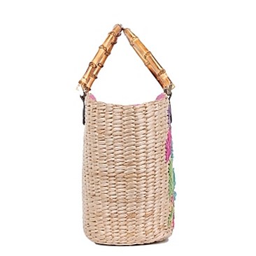 Classy Nicole Lee Embroidered Flowers Straw Tote Bag JPSTR12677