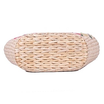 Stylish Nicole Lee Flower Embroidered Straw Tote Bag JPSTR12678
