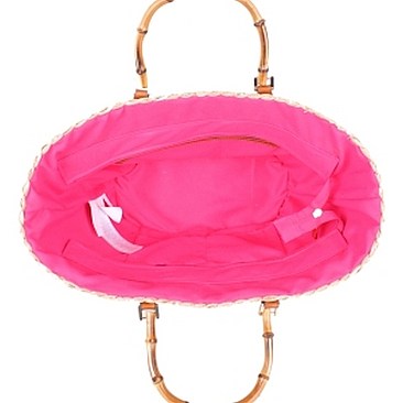 Stylish Nicole Lee Flower Embroidered Straw Tote Bag JPSTR12678