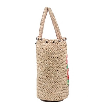 Chic Nicole Lee Flower Embroidered Straw Tote Bag JPSTR12679