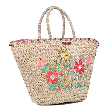Chic Nicole Lee Flower Embroidered Straw Tote Bag JPSTR12679