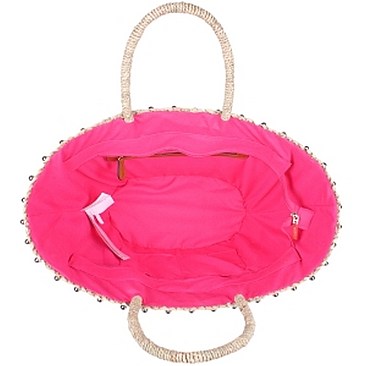Chic Nicole Lee Flower Embroidered Straw Tote Bag JPSTR12679