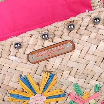 Chic Nicole Lee Flower Embroidered Straw Tote Bag JPSTR12679