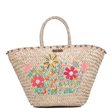 Chic Nicole Lee Flower Embroidered Straw Tote Bag JPSTR12679