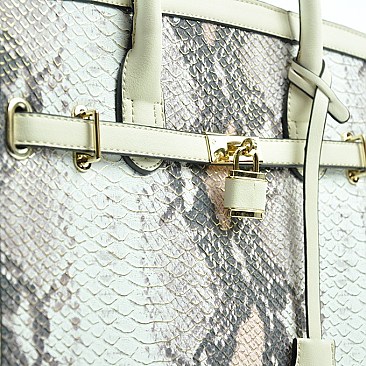 Celebrity Snake Print Padlock Over-sized Boutique Tote- Limited Quantity