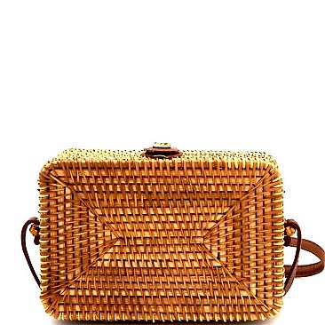 Woven Bamboo Boxy Shoulder Bag MH-SW19497