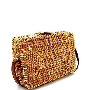 Woven Bamboo Boxy Shoulder Bag MH-SW19497