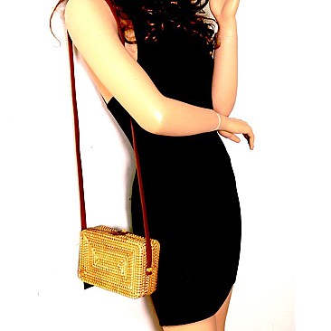 Woven Bamboo Boxy Shoulder Bag MH-SW19497