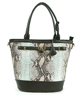 Embossed Snake Print Padlock Quality Bucket Bag