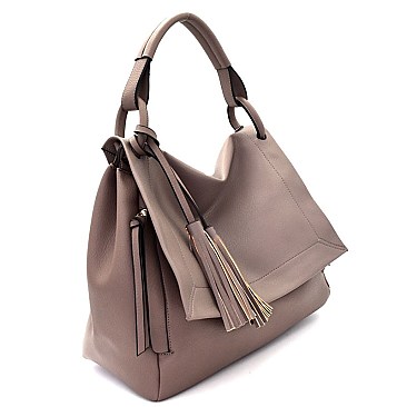 SY6527-LP  Tassel Accent Multi-Pocket Classy Flap Hobo