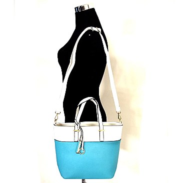 2 Tone Color Block Medium Tote SET WITH WALLET