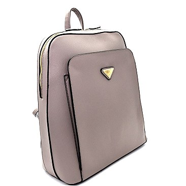 SZ6375-LP Triangular Logo Saffiano Fashion Backpack