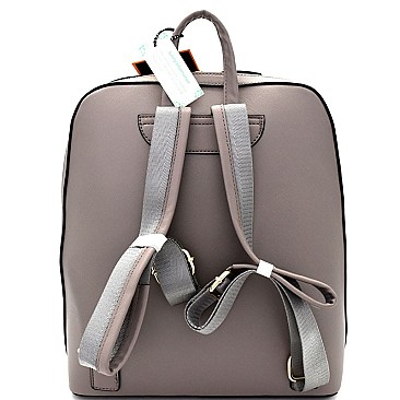 SZ6375-LP Triangular Logo Saffiano Fashion Backpack
