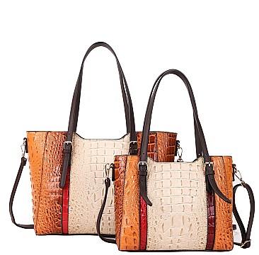 2 PIECES CHIC ALLIGATOR SATCHEL SET