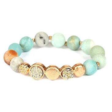 TB0556-LP Semi Frosted Druzy Elastic Bracelet