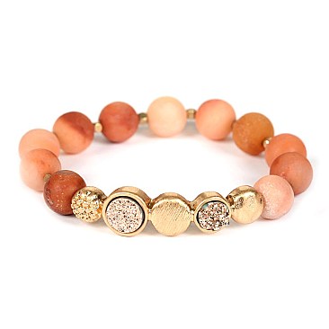 TB0556-LP Semi Frosted Druzy Elastic Bracelet