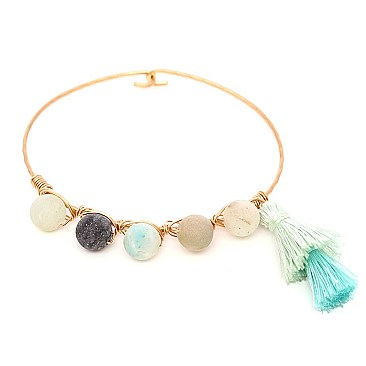 TB0561-LP Semi Precious Metal Tassel Toggle Bracelet