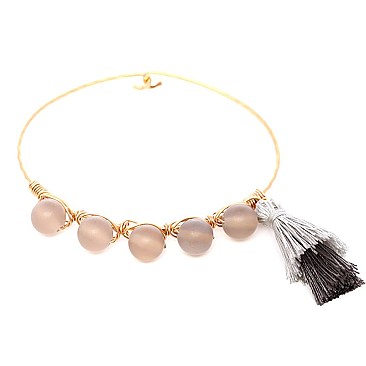 TB0561-LP Semi Precious Metal Tassel Toggle Bracelet