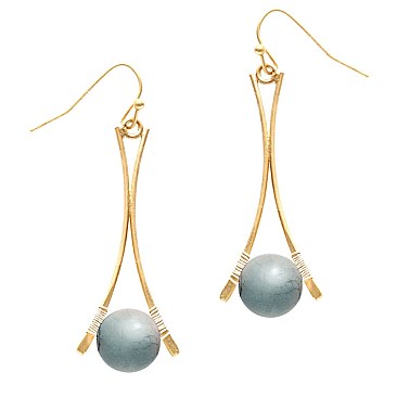 TE0901-LP Semiprecious Stone Geometric Metal Earring