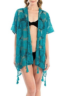 TASSEL ROSE KIMONO CARDIGAN