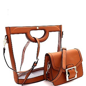 Handle Accent Transparent Clear 2 in 1 Satchel Value Set