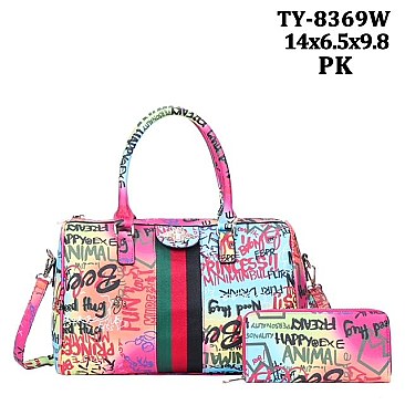 2 IN 1 QUEEN BEE ACCENTED SATCHEL SET