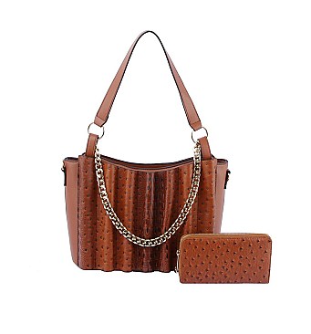 Ostrich Croc Chain 2-in-1 Satchel