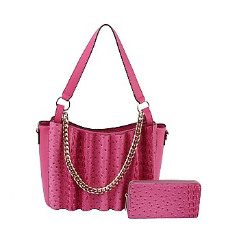 Ostrich Croc Chain 2-in-1 Satchel