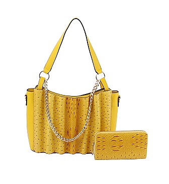 Ostrich Croc Chain 2-in-1 Satchel