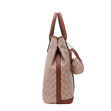  Oval Print Tote /  W Small Satchel
