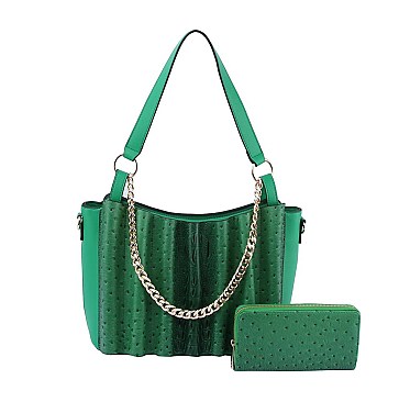 Ostrich Croc Chain 2-in-1 Satchel
