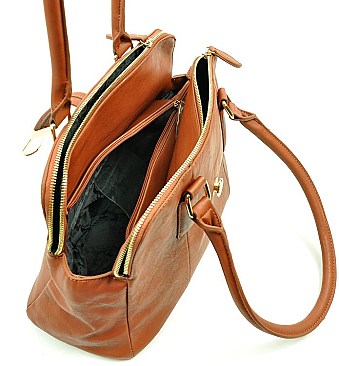 TRIPLE COMPARTMENTS FLAP ACCENT BUCKLE TOTE