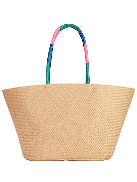 X-LARGE TROPICAL VIBES STRAW TOTE