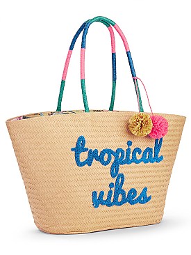 X-LARGE TROPICAL VIBES STRAW TOTE