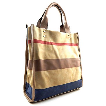 Stripe Print Shopping Tote