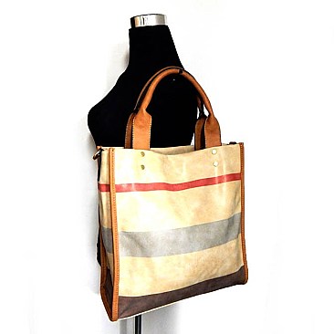Stripe Print Shopping Tote