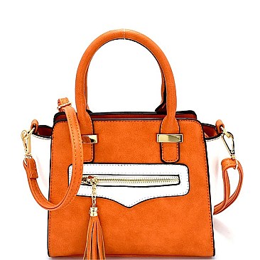 TT6204-LP Tassel Accent Two-Tone Small Satchel