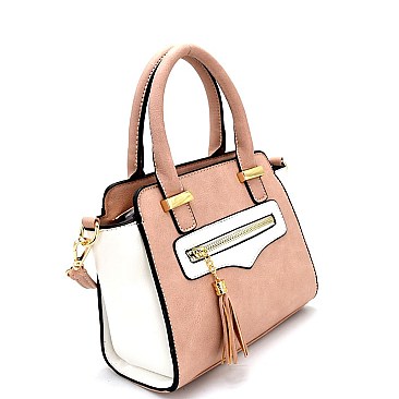 TT6204-LP Tassel Accent Two-Tone Small Satchel