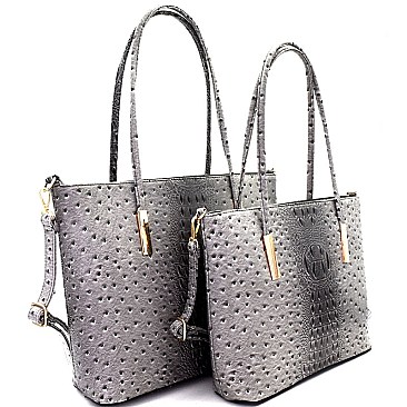 Ostrich Embossed 2 in 1 Twin Tote SET MH-TU6688