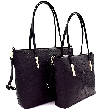 Ostrich Embossed 2 in 1 Twin Tote SET MH-TU6688