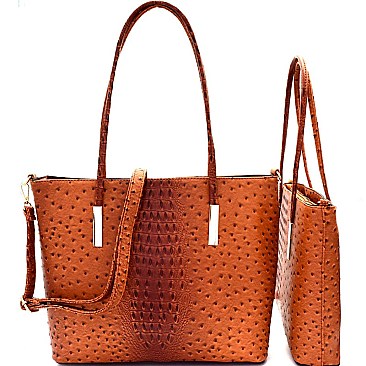 Ostrich Embossed 2 in 1 Twin Tote SET MH-TU6688