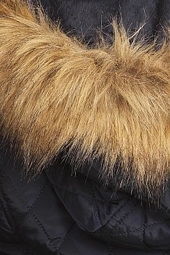 Solid Fitted Waterproof jacket With Fur Trim By Nina Rossi