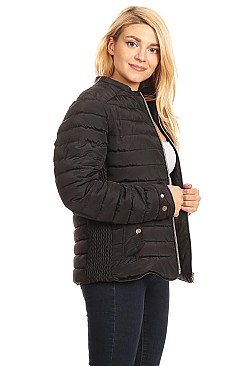 Solid Loose Fit Waterproof Puffer Jacket by Nina Rossi