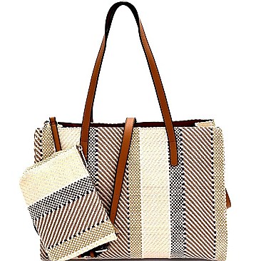 US0004-LP Multi-Color Printed Canvas 2-Way Large Tote